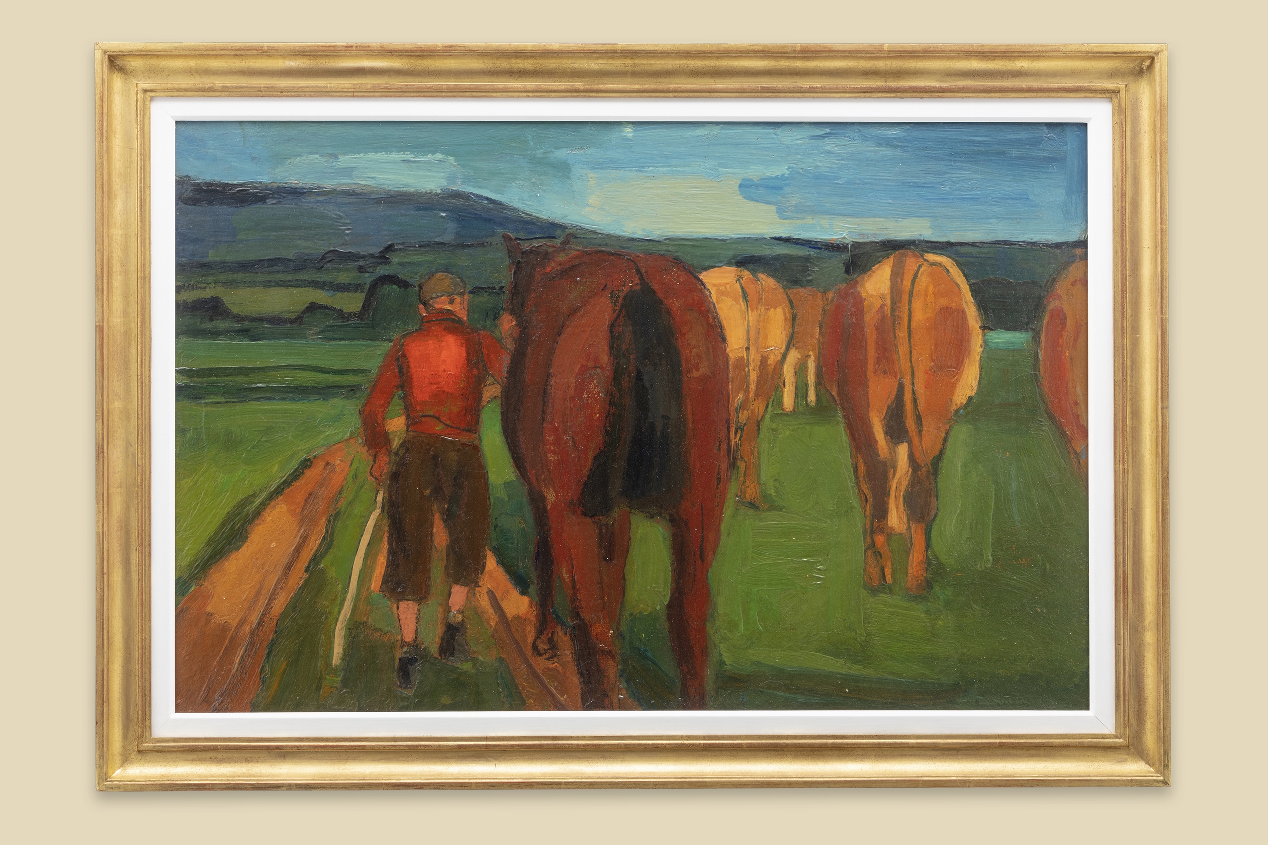 Schnyder Albert - Troupeau de vaches avec cheval - Encadré