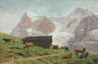 Lugardon Albert - Kühe auf der Wiese vor Eiger und Jungfrau