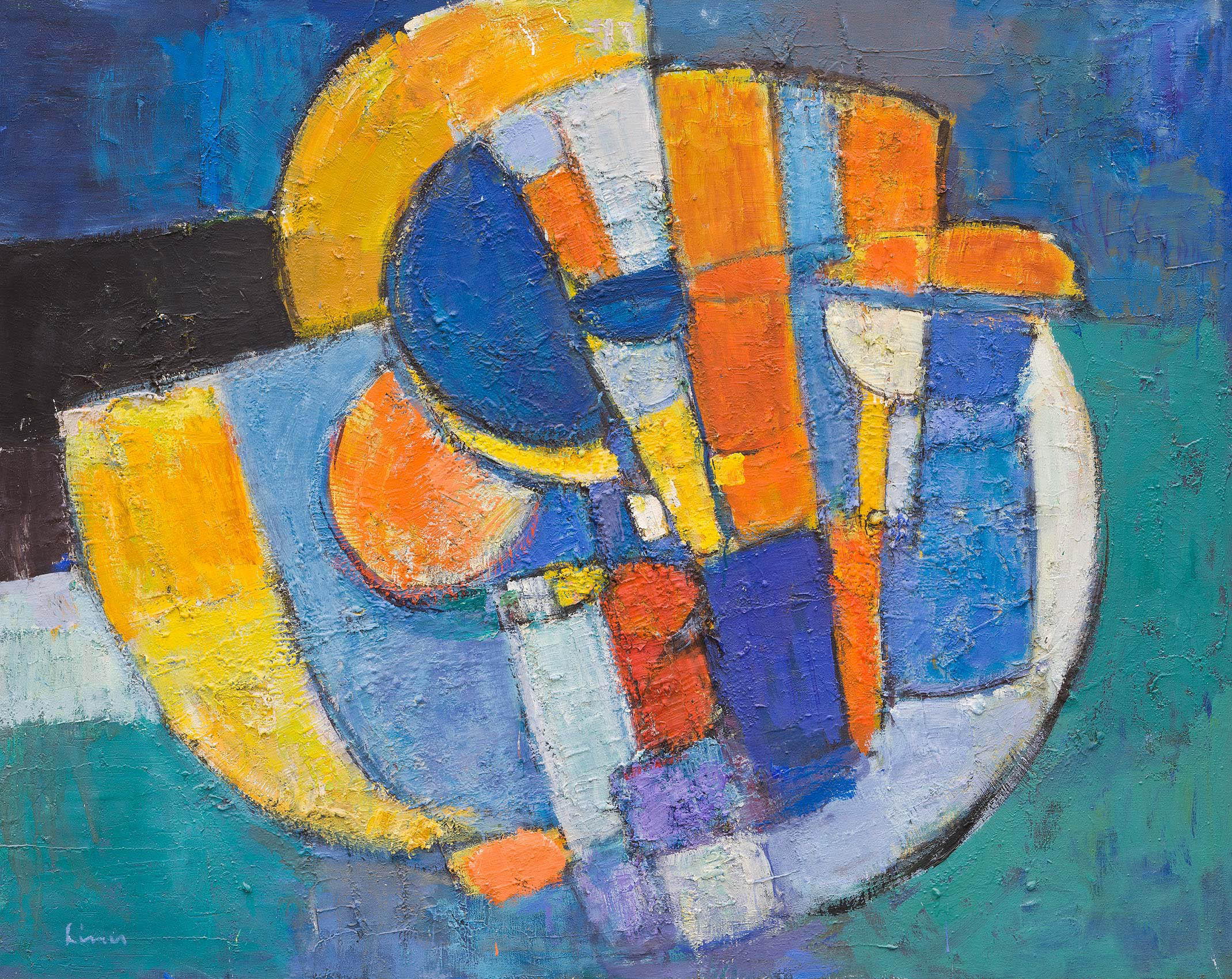 Liner Carl Walter - Grosse Komposition blau - Orange