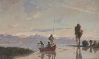 Bocion François Louis David - Le Léman, avec 3 pêcheurs