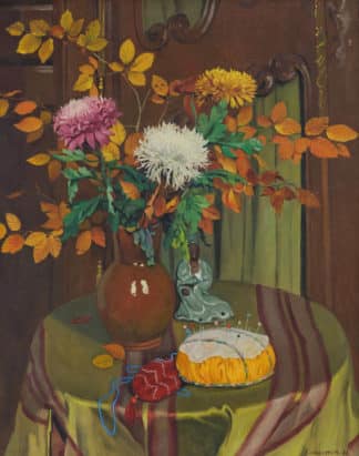 Vallotton Félix - Chrysanthèmes et feuillage d’automne