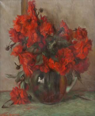 Barraud Aurèle René - Les dahlias rouges