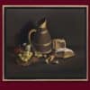 Menge Charles - Nature morte aux raisins, girolles, fromage et cruche - Encadré