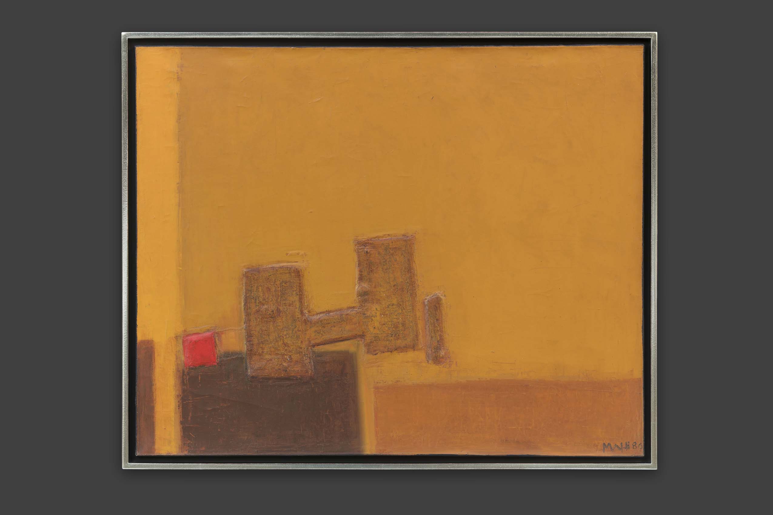 Mafli Walter - Abstraction sur de l’orange et jaune - Encadré