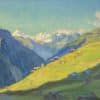 Fink Waldemar - Soleil matinal sur la vallée du Lötschental (Lauchernalp), vue sur la Dent Blanche