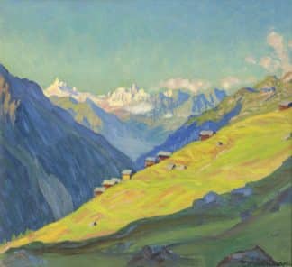 Fink Waldemar - Soleil matinal sur la vallée du Lötschental (Lauchernalp), vue sur la Dent Blanche